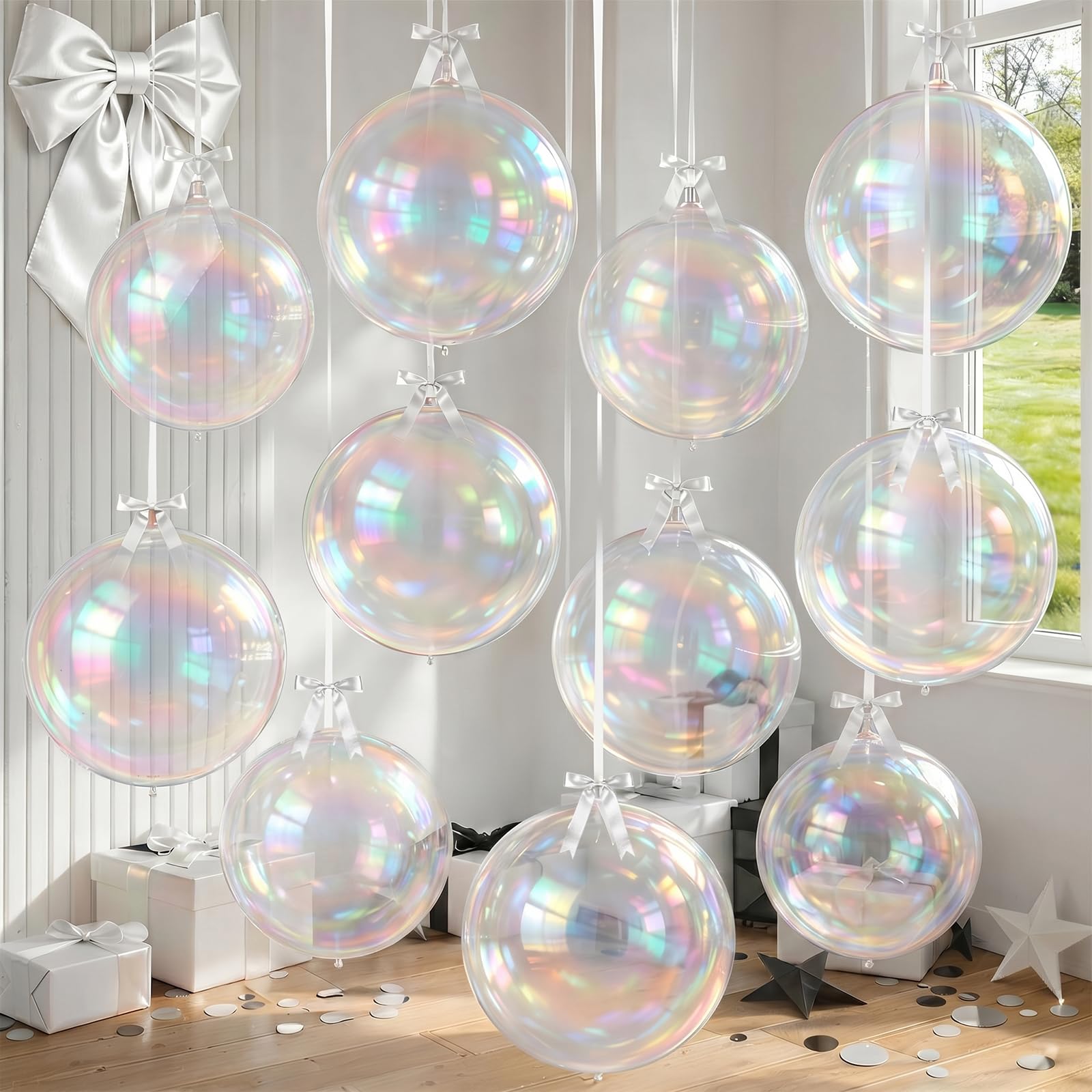 Froova Iridescent 4D Balloons Set – 7 Foil Balloons (22 & 10 Inch) for Party Decor