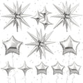 Froova Metallic Silver Star Foil Balloons - 16-Piece Set with 22, 18, 10 Inch Stars for New Year, Baby Shower, Wedding