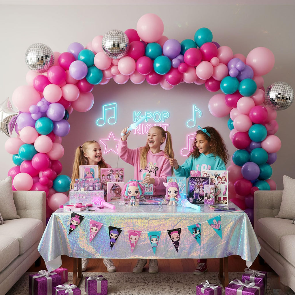 froufing K-Pop Themed Balloon Arch Kit – 152 Hot Pink, Teal & Purple Balloons with Tools