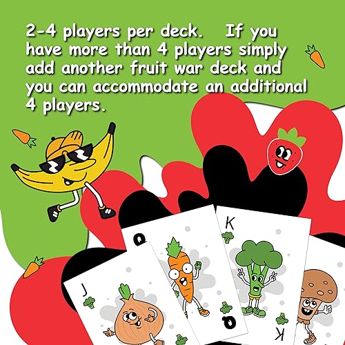 Fruit War Card Game – A Fast Twist on the Classic War Game for 2-4 Players, Ages 8+