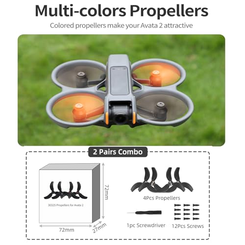 FSIDIWT Avata 2 Propellers Replacement – Low Noise Orange Blades with Screws and Screwdriver for DJI Avata 2 Drone (4-Pack)