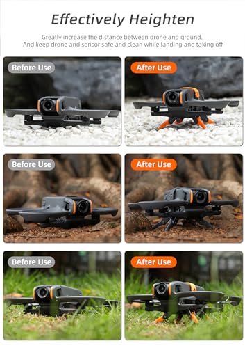 FSIDIWT Orange Foldable Landing Gear for DJI Avata 2 – Adjustable Height Extension Legs (25-41mm) Quick Release