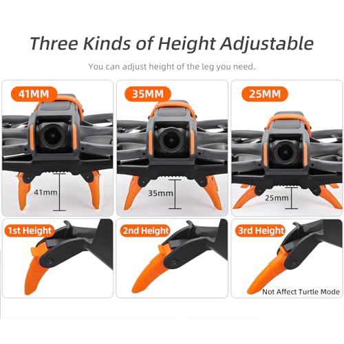 FSIDIWT Orange Foldable Landing Gear for DJI Avata 2 – Adjustable Height Extension Legs (25-41mm) Quick Release