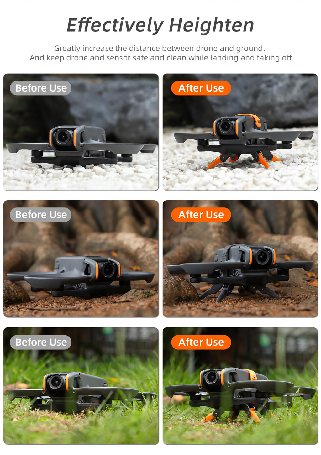 FSIDIWT Orange Foldable Landing Gear for DJI Avata 2 – Adjustable Height Extension Legs (25-41mm) Quick Release