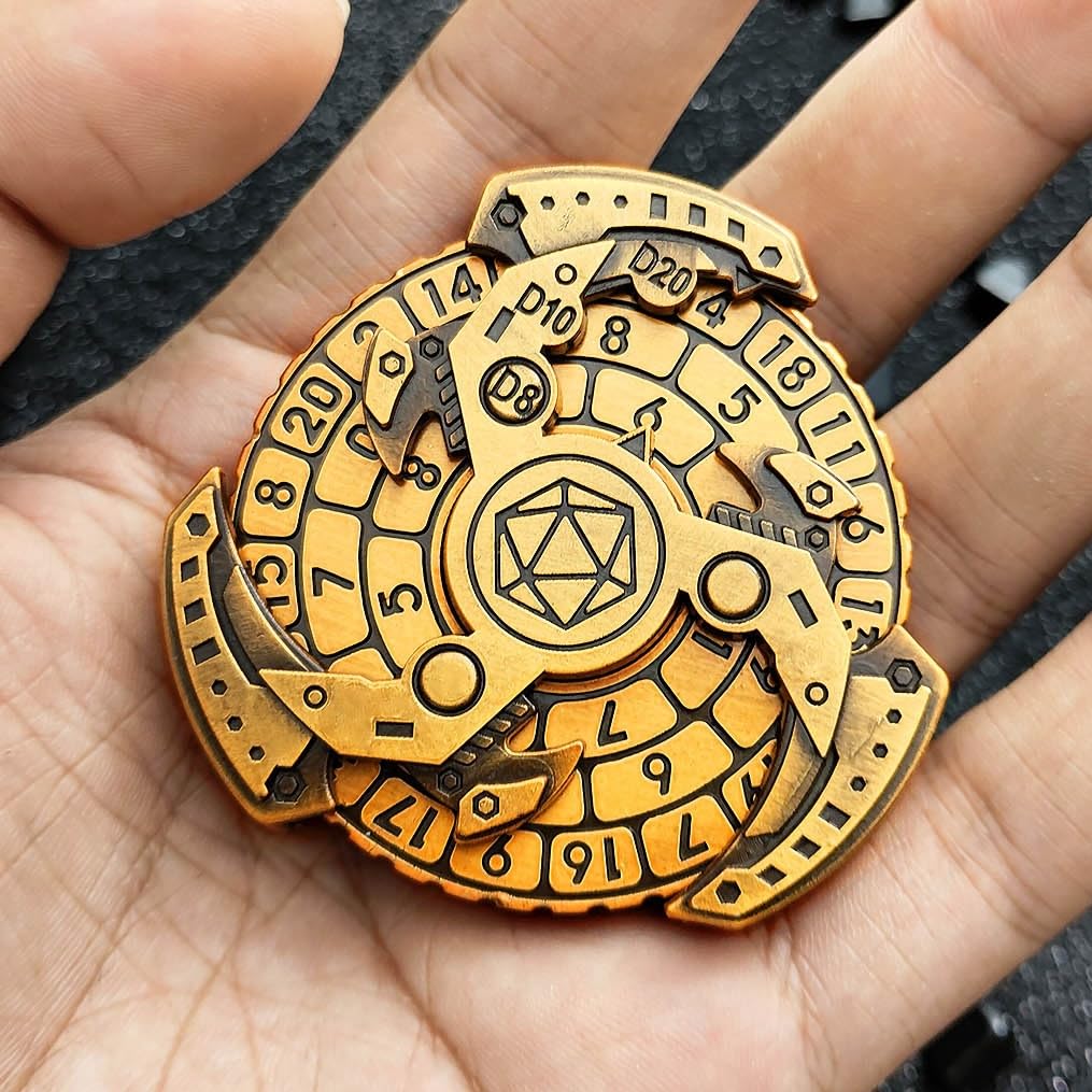 FTNNGIME 7-in-1 Metal Spinner DND Dice Set – Gold Compass Dice for RPG Games
