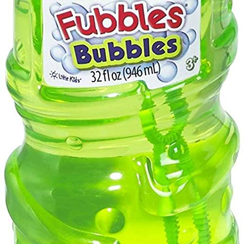 Fubbles 32oz Bubble Solution Refill with Wand - Non-Toxic, No Dyes for Kids Ages 3+