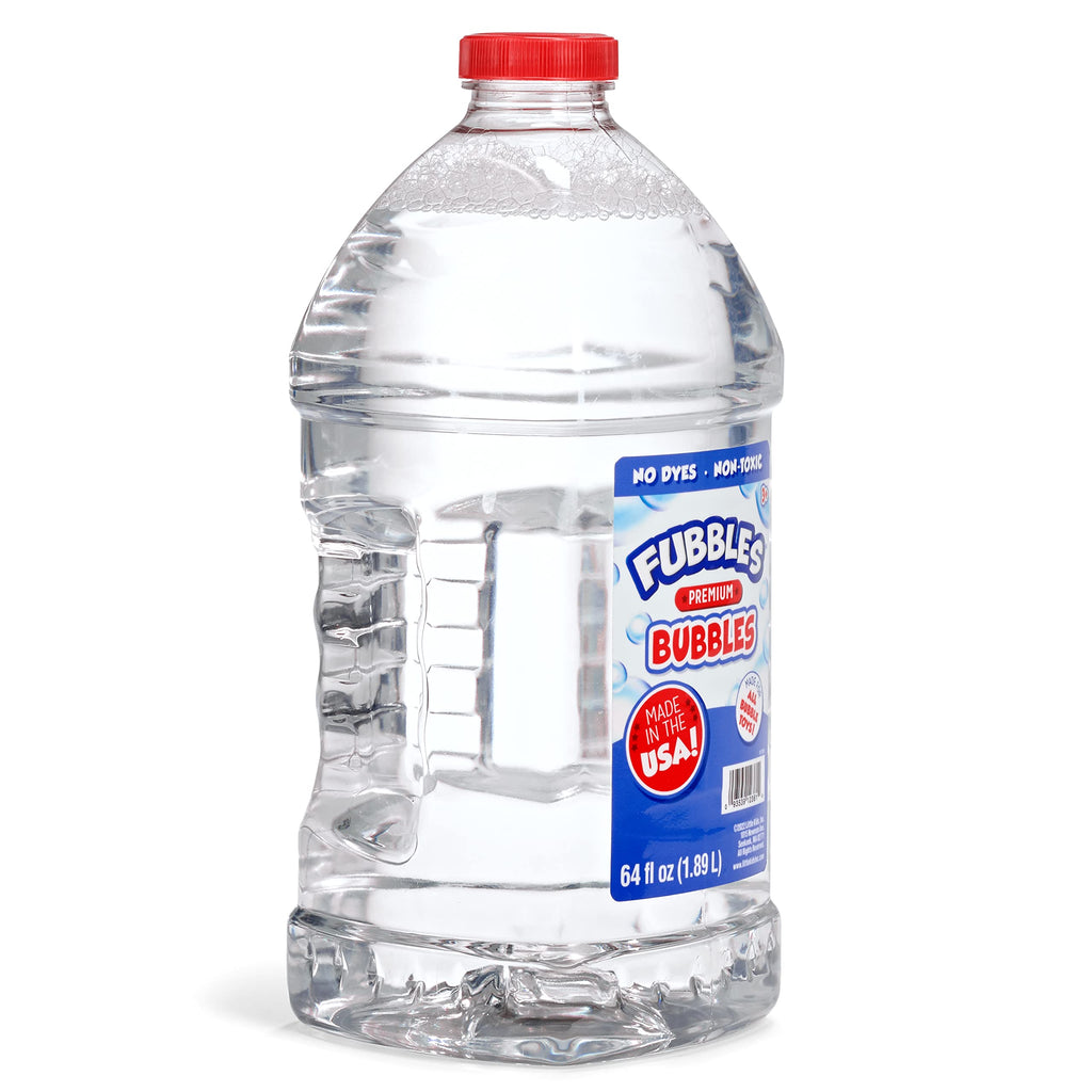 Fubbles 64 oz Bubble Solution Refill – Non-Toxic, Made in USA – Bulk Bubble Machine Refill