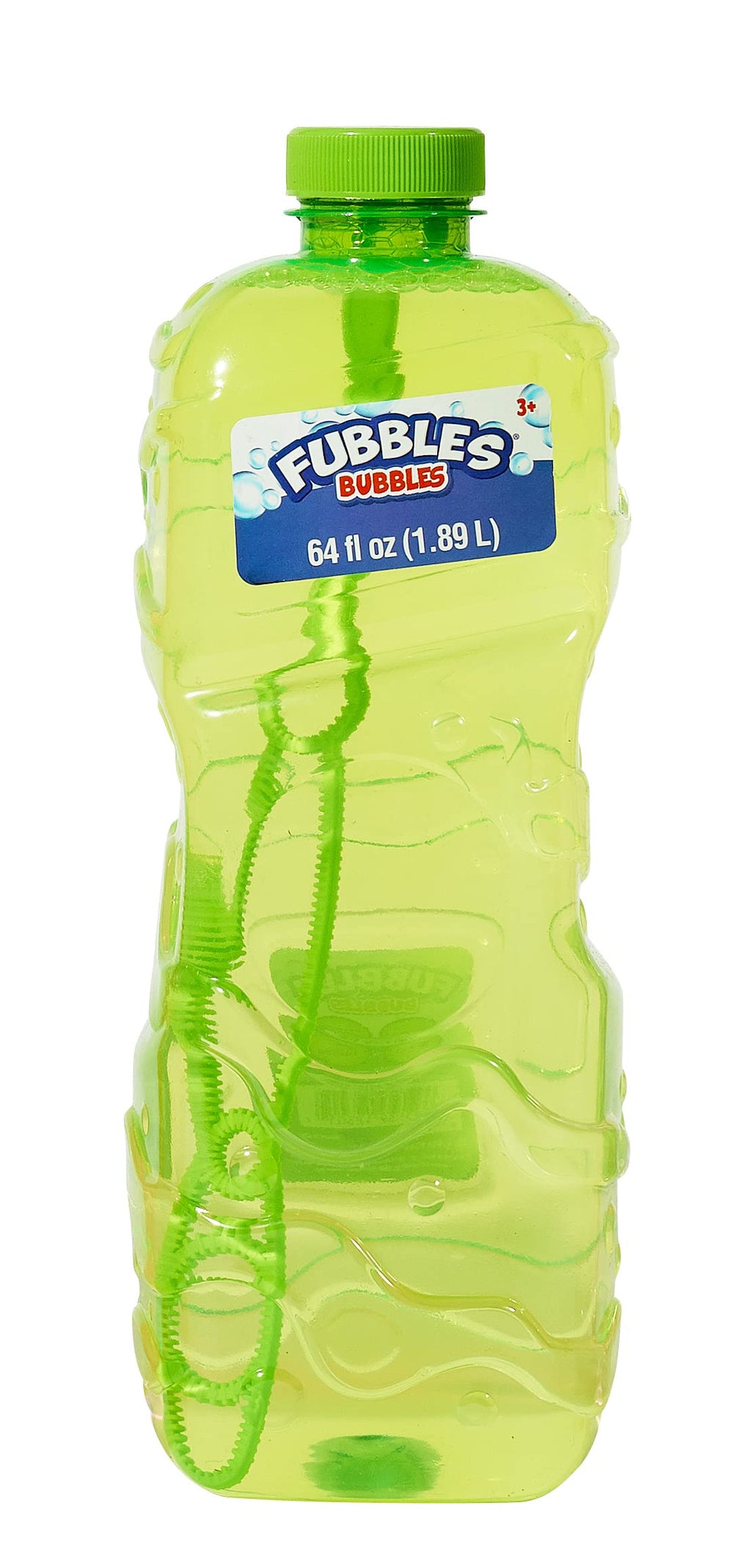 Fubbles 64oz Non-Toxic Bubble Solution Refill with Multi-Hole Wand – Safe for Kids 3+