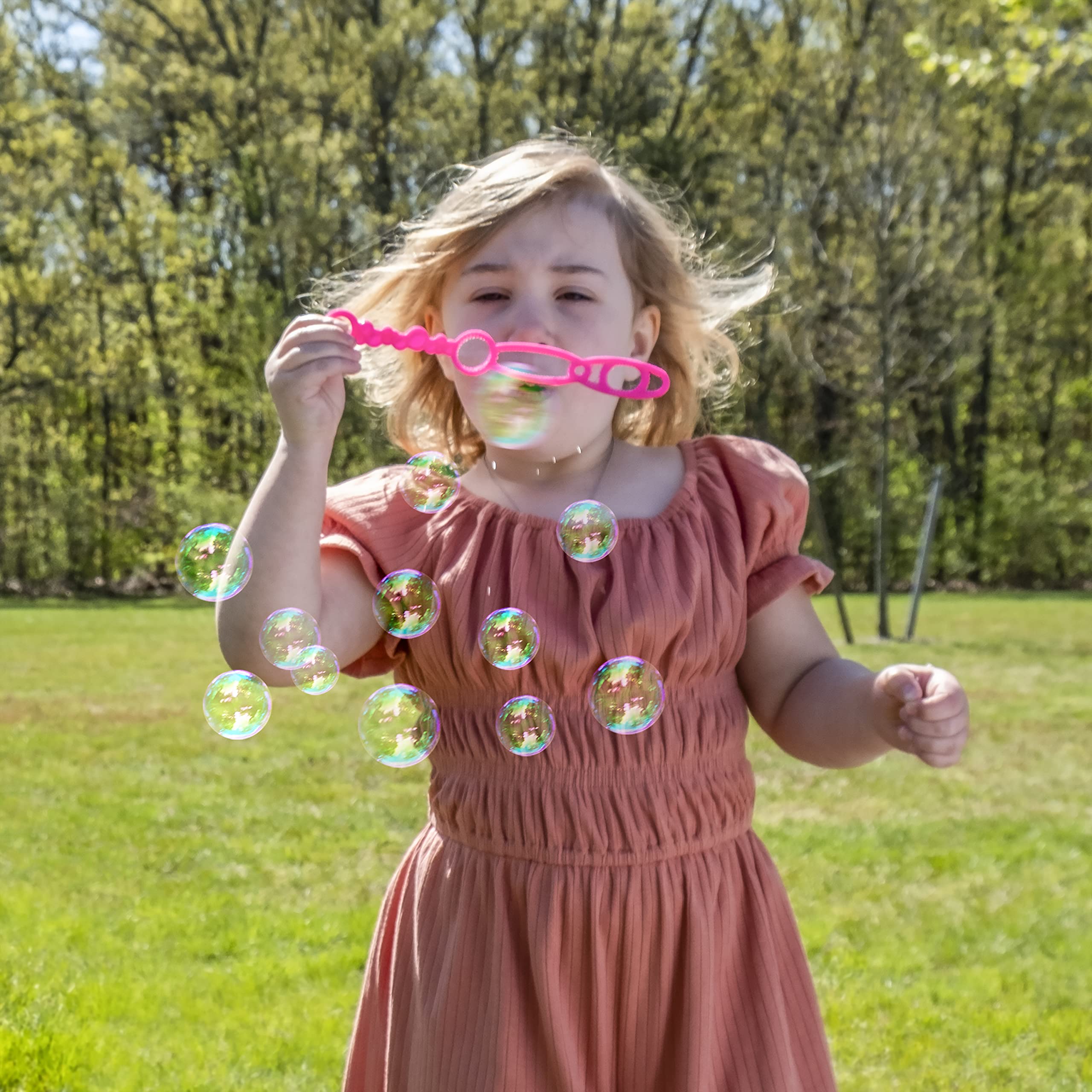 Fubbles 64oz Non-Toxic Bubble Solution Refill with Multi-Hole Wand – Safe for Kids 3+