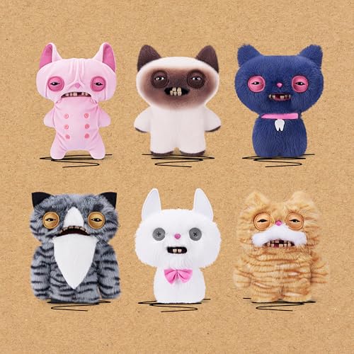 Fuggler Alley Cats 9-Inch Plush Toy (Cheezee) White: Funny Ugly Monster Stuffed Animal with Human-Like Teeth, Collectible for Kids & Adults