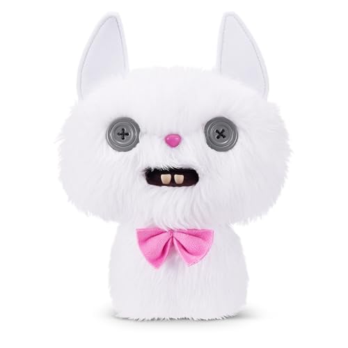 Fuggler Alley Cats 9-Inch Plush Toy (Cheezee) White: Funny Ugly Monster Stuffed Animal with Human-Like Teeth, Collectible for Kids & Adults