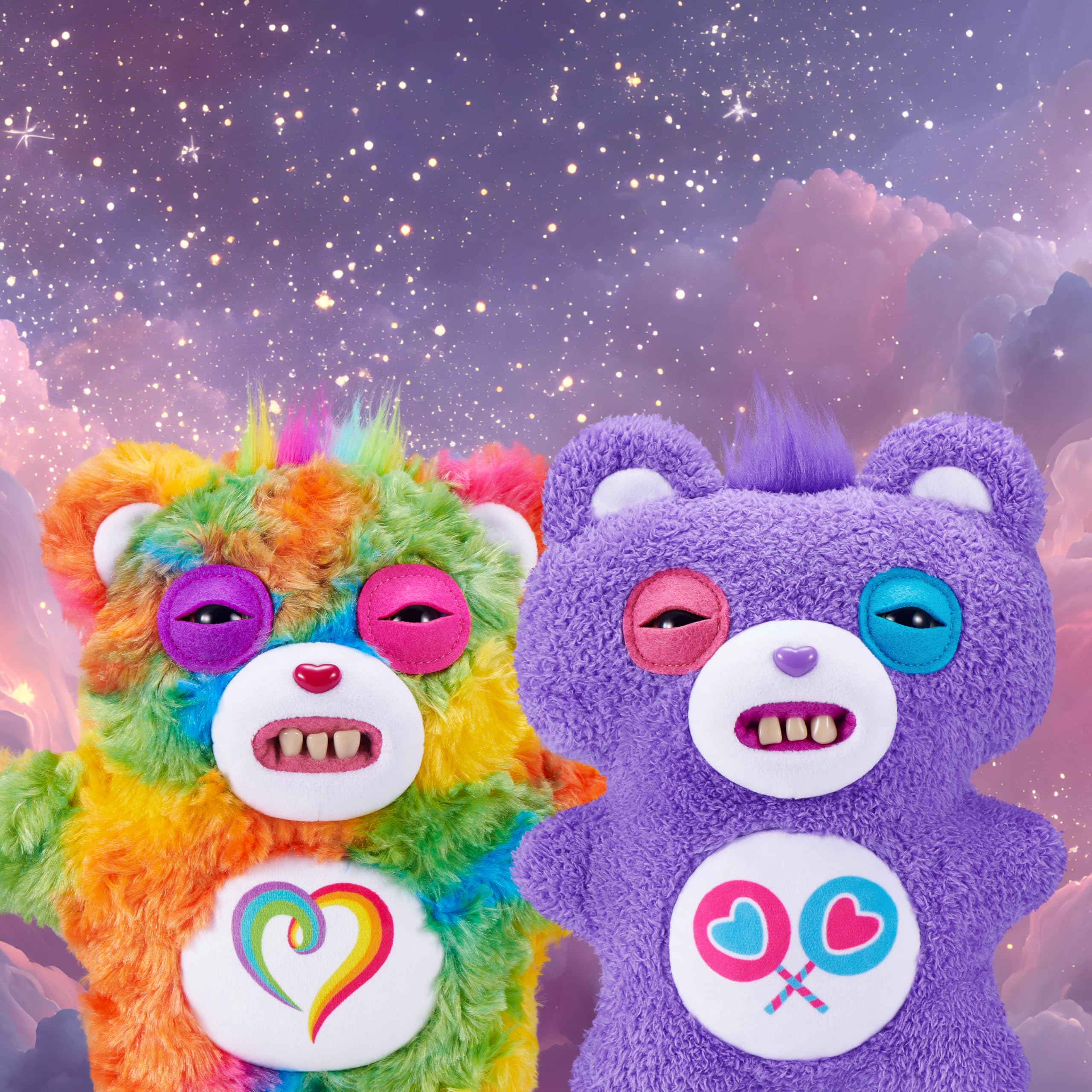 Fuggler Care Bears Share Bear 9-Inch Plush Toy – Soft, Ugly Crossover Collectible with Human-Like Teeth