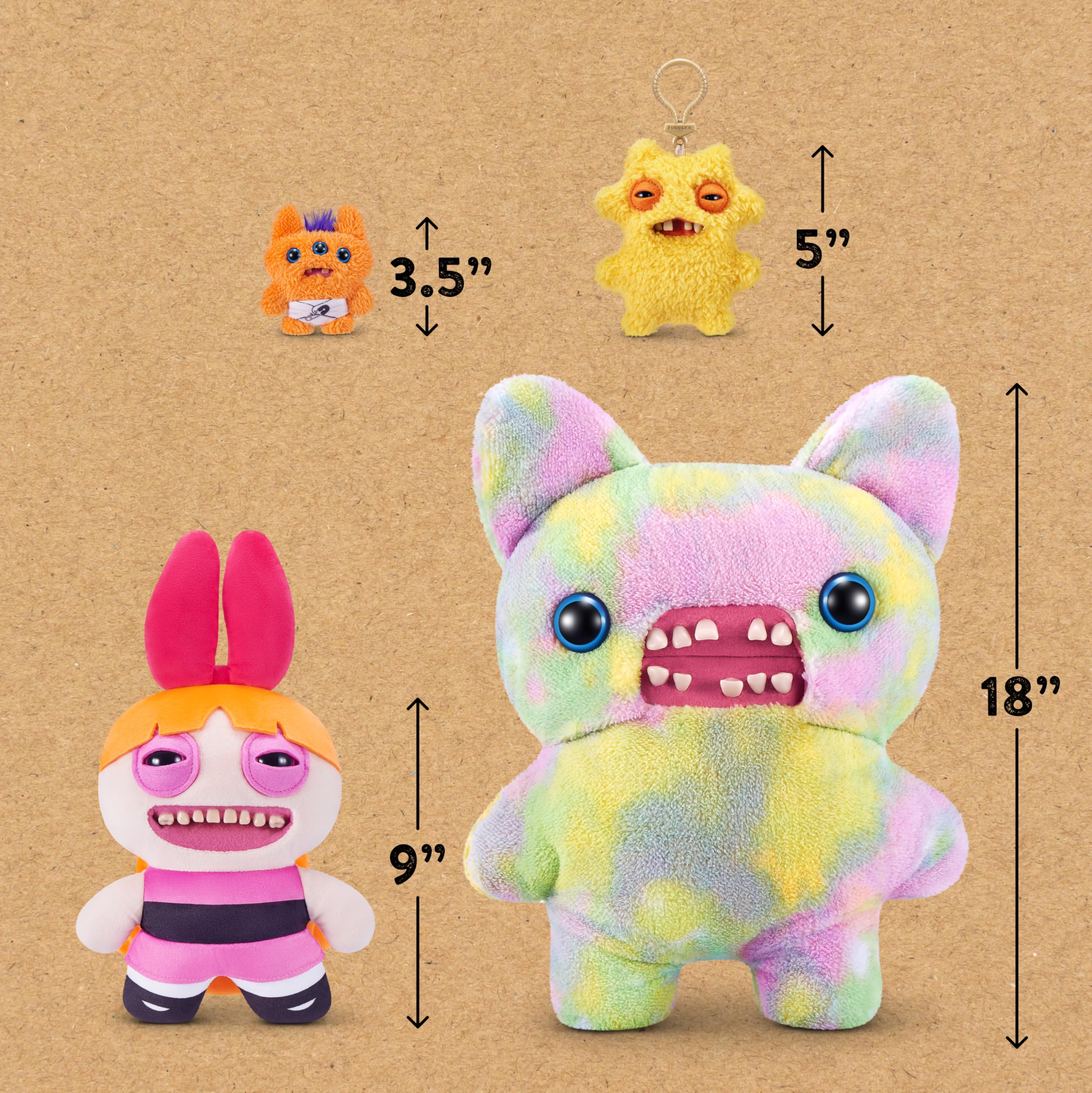 Fuggler Powerpuff Girls Blossom 9-Inch Plush Toy with Human-Like Teeth by ZURU - Soft Ugly Monster Stuffed Animal for Collectors