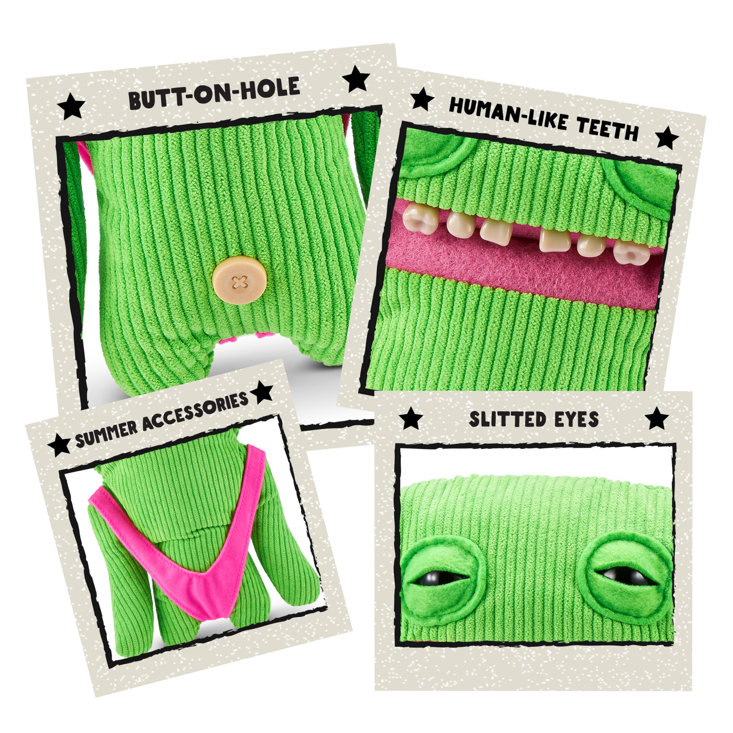 Fuggler Vacay Vibes Smiley O Riley – 9-Inch Green Plush Monster with Rare Butt-on Hole Feature