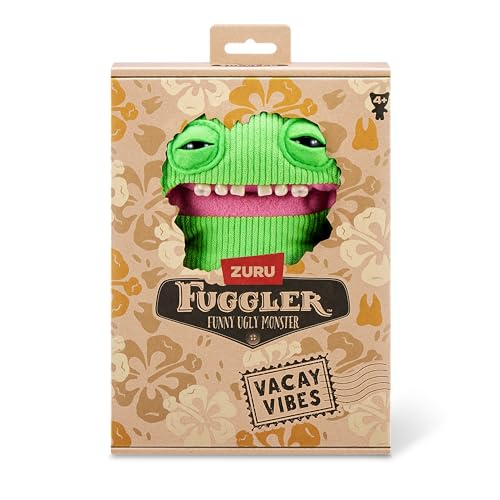 Fuggler Vacay Vibes Smiley O Riley – 9-Inch Green Plush Monster with Rare Butt-on Hole Feature