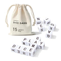Full Alphabet Word Dice Game – 15 Letter Dice with Balanced Vowels & Consonants, Travel-Friendly Canvas Pouch Included