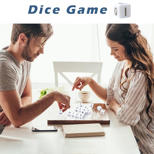 Full Alphabet Word Dice Game – 15 Letter Dice with Balanced Vowels & Consonants, Travel-Friendly Canvas Pouch Included