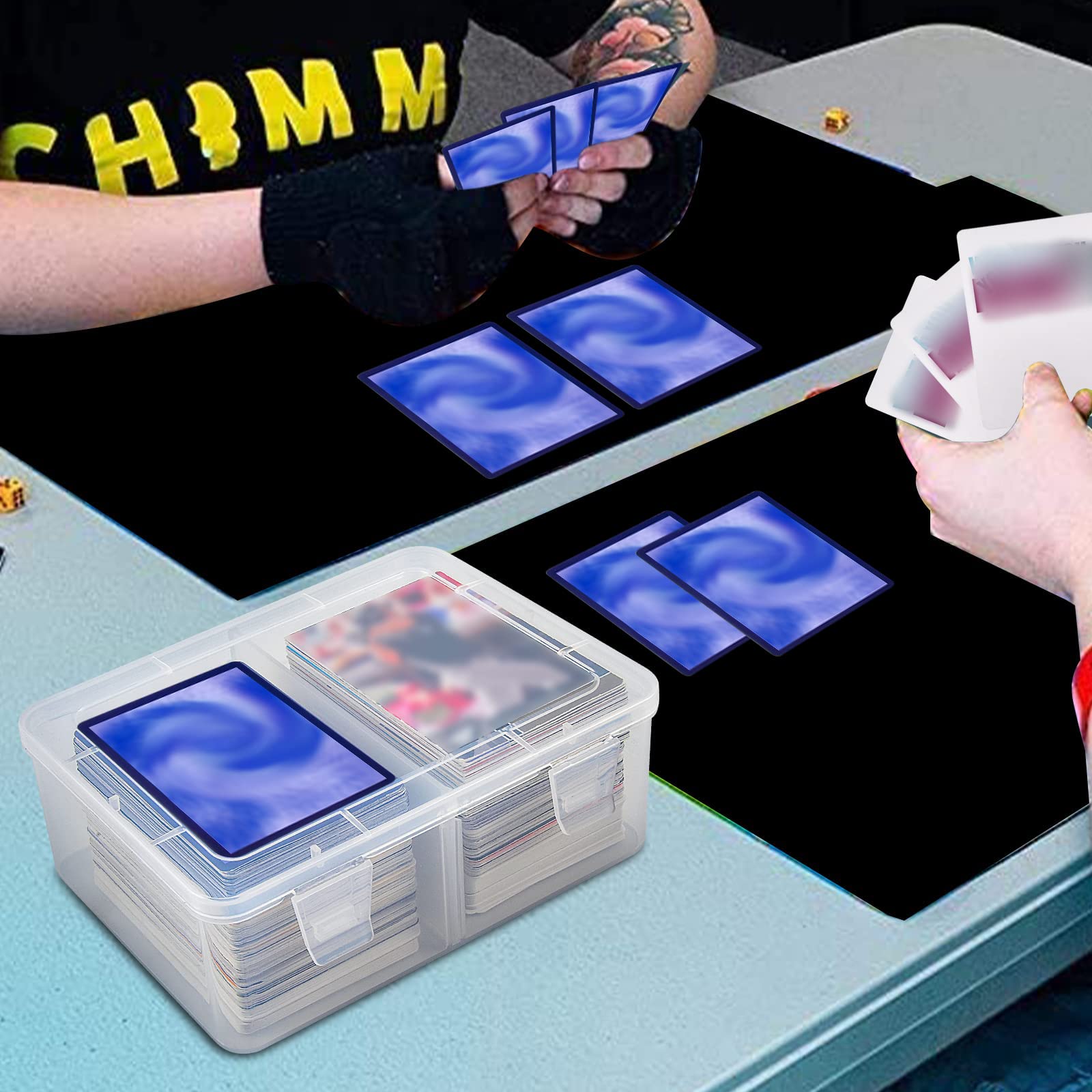 FULLCASE Clear Plastic Card Case – Holds 300+ Trading & Sports Cards, Heavy Duty Storage Box with Dividers