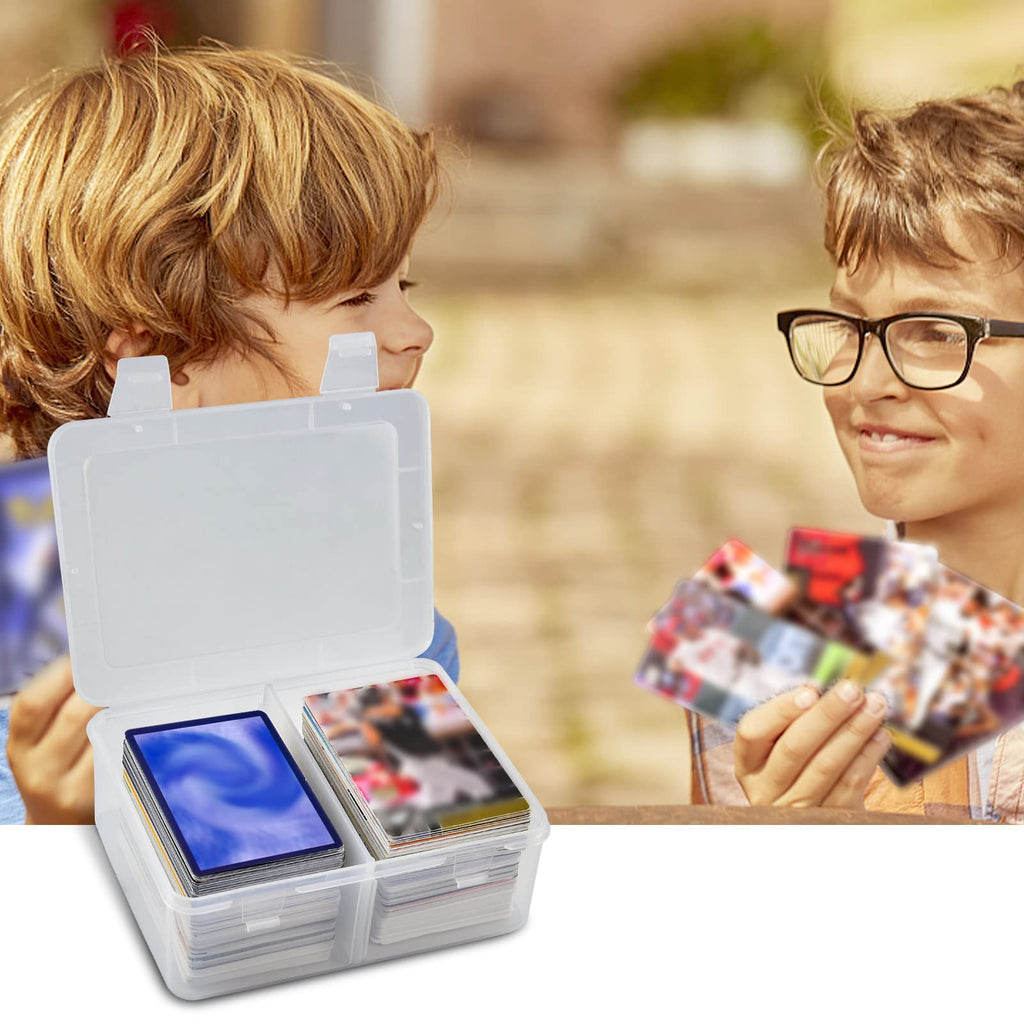 FULLCASE Clear Plastic Card Case – Holds 300+ Trading & Sports Cards, Heavy Duty Storage Box with Dividers