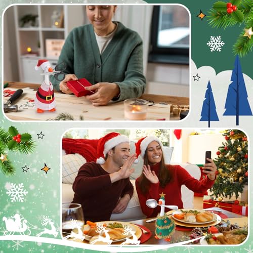 Fullhawl 4 Sets Winter Mini Desk Goose Outfit - Santa, Elf, Tree & Snowman Felt Costumes for 7-Inch Magnetic Silly Goose Statue