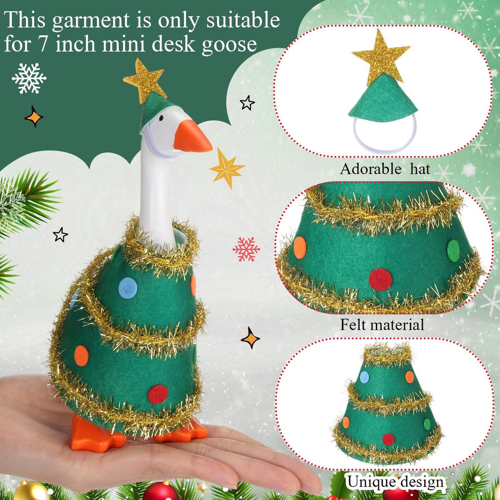Fullhawl 4 Sets Winter Mini Desk Goose Outfit - Santa, Elf, Tree & Snowman Felt Costumes for 7-Inch Magnetic Silly Goose Statue