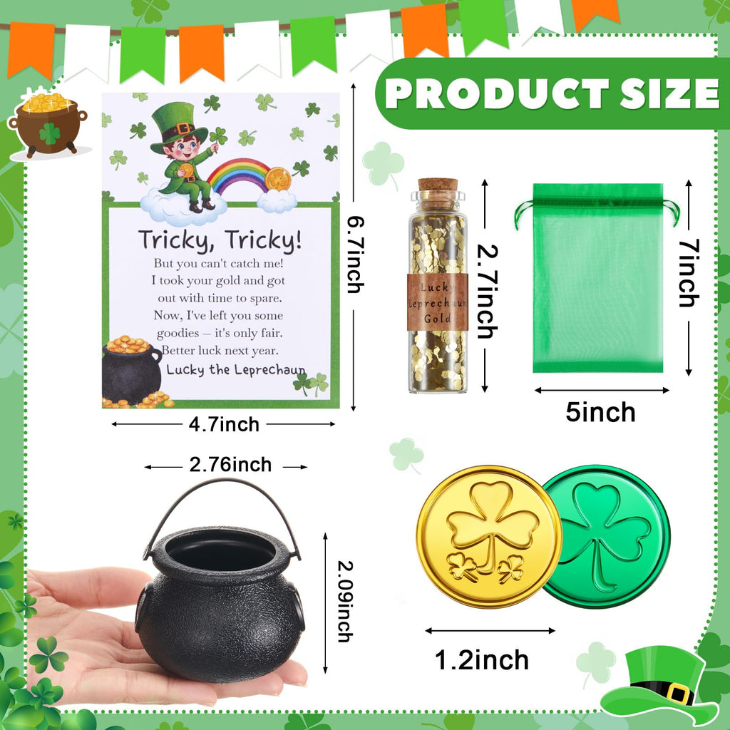 Fullhawl St. Patrick's Day Leprechaun Trap Kit – Includes Shamrock Letter, Gold Coins, Glitter Bottle & Cauldron