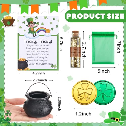 Fullhawl St. Patrick's Day Leprechaun Trap Kit – Includes Shamrock Letter, Gold Coins, Glitter Bottle & Cauldron