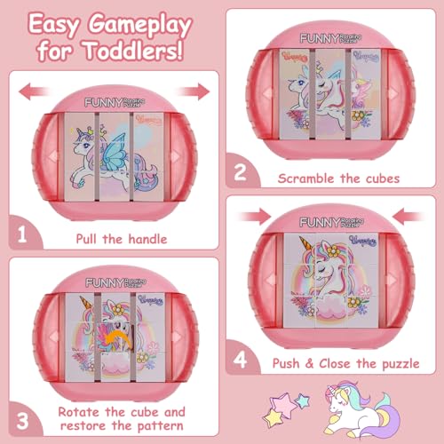 Fullware Rotating Puzzle for Kids 3-8 - 4 Puzzles in 1 Travel Toy for Car, Plane, Road Trip