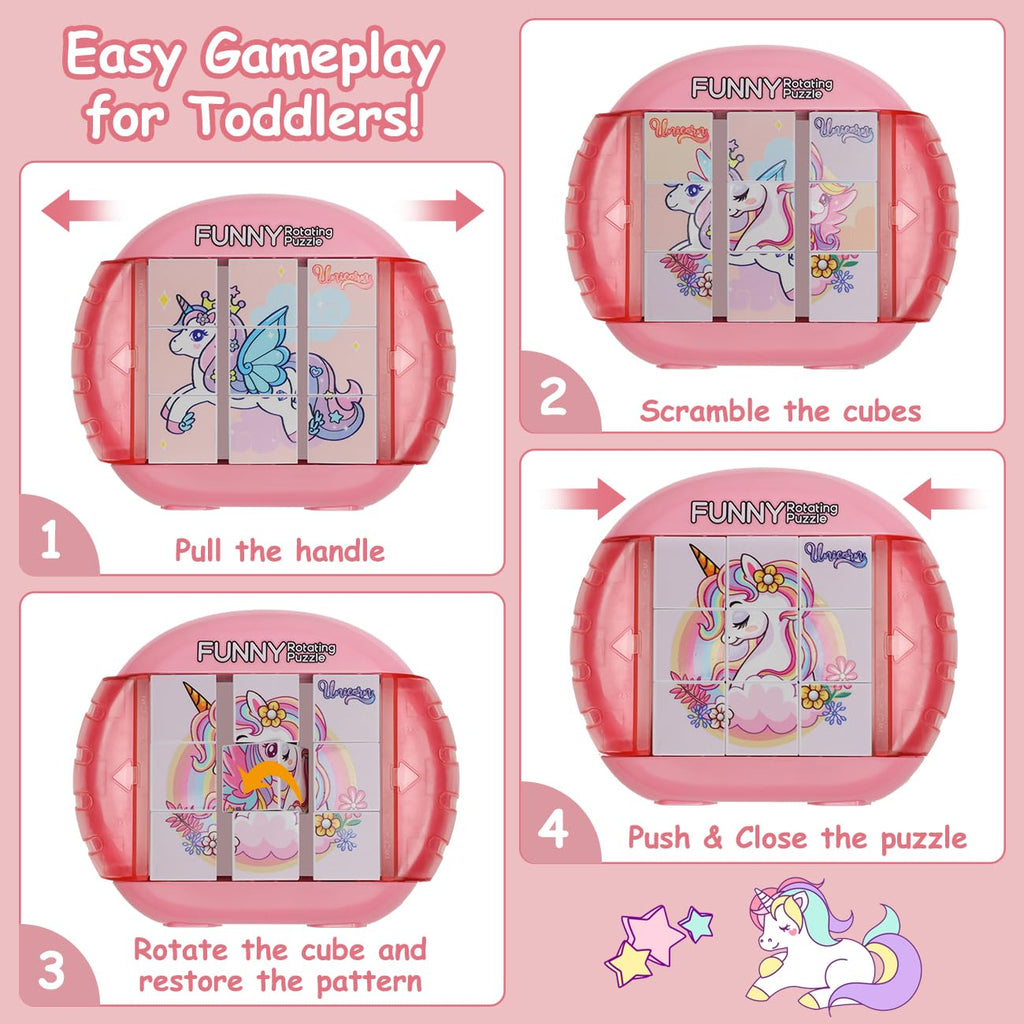 Fullware Rotating Puzzle for Kids 3-8 - 4 Puzzles in 1 Travel Toy for Car, Plane, Road Trip