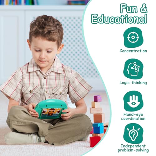 Fullware Rotating Puzzle for Kids Ages 3-8 – 4 Animal Puzzles in 1, Travel Toy for Fine Motor Skills