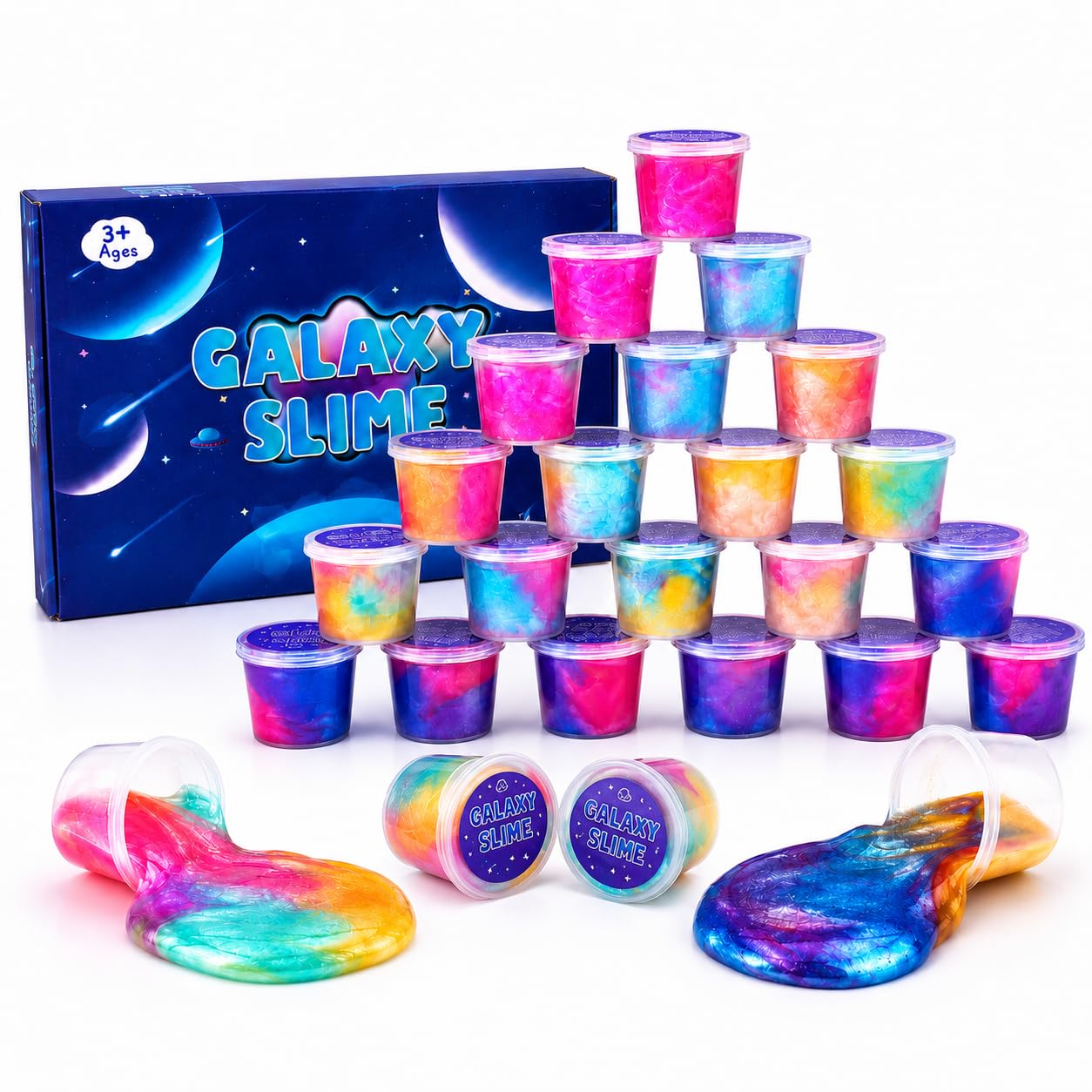 Fumeetplax 25-Pack Mini Galaxy Slime – Stretchy, Non-Sticky Party Favors for Kids 6-12