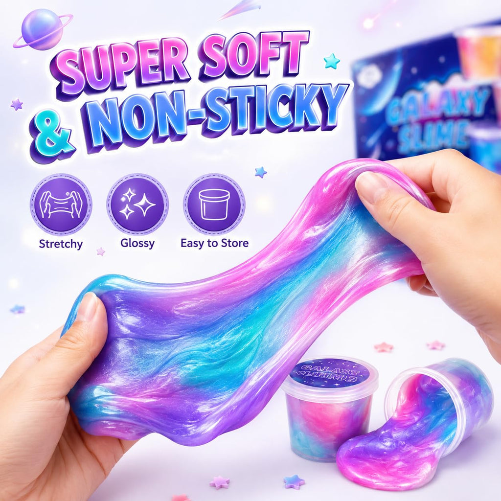 Fumeetplax 25-Pack Mini Galaxy Slime – Stretchy, Non-Sticky Party Favors for Kids 6-12