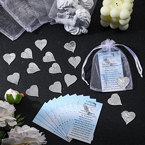 Fumete 20 Sets Funeral Favors for Guests with Heart Pocket Hug Tokens, Memorial Prayer Cards & Organza Bags