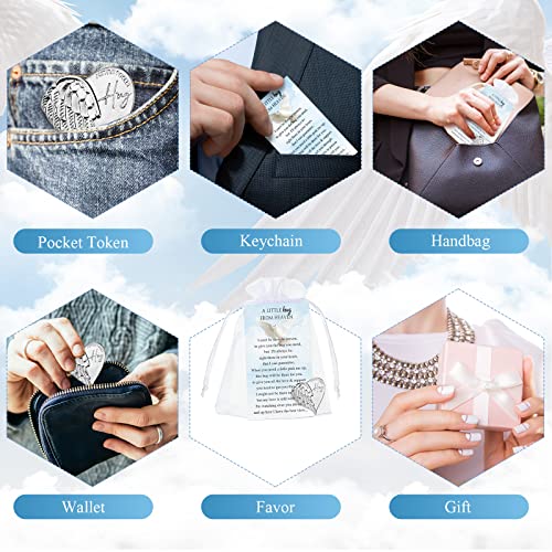 Fumete 20 Sets Funeral Favors for Guests with Heart Pocket Hug Tokens, Memorial Prayer Cards & Organza Bags