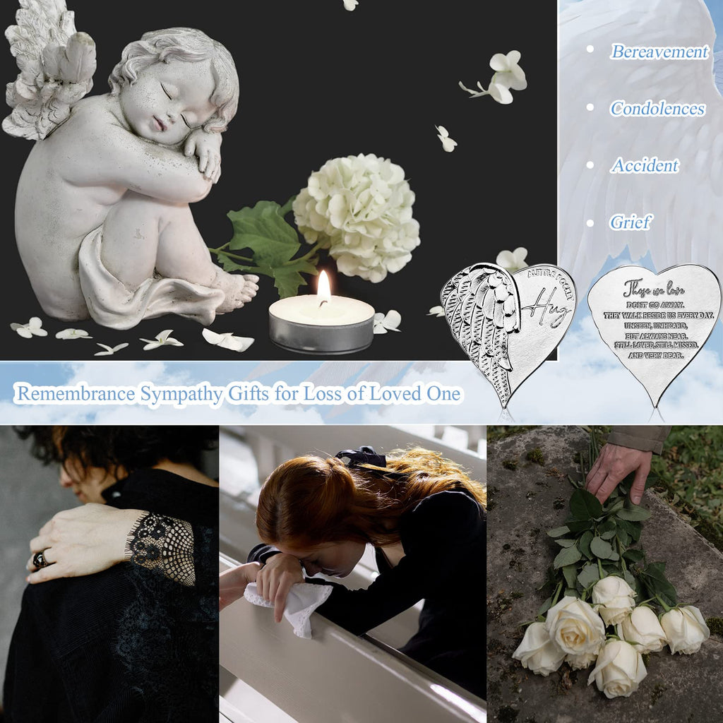 Fumete 20 Sets Funeral Favors for Guests with Heart Pocket Hug Tokens, Memorial Prayer Cards & Organza Bags