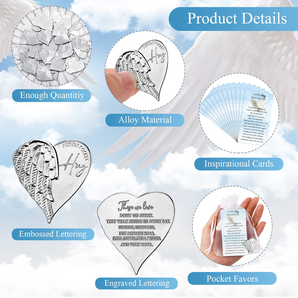 Fumete 20 Sets Funeral Favors for Guests with Heart Pocket Hug Tokens, Memorial Prayer Cards & Organza Bags