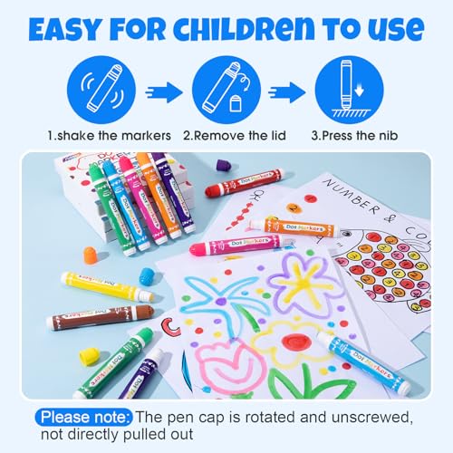 FUMILE 16PCS Dot Markers for Toddlers 1-3, Non-Toxic Washable Bingo Daubers Set