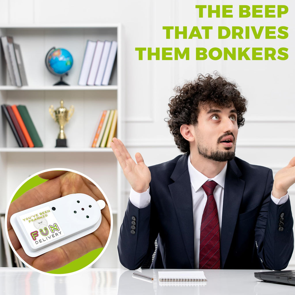 FUN delivery Bleepin' Battery Hidden Noise Maker Prank – Realistic Smoke Alarm Beep Gag for Office Prank Wars & April Fools