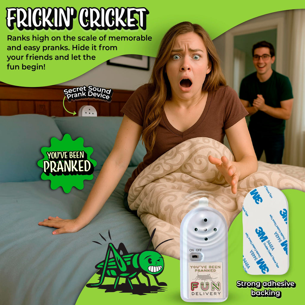 FUN delivery Frickin’ Cricket Hidden Noise Maker – Realistic Chirping Prank Toy for Adults