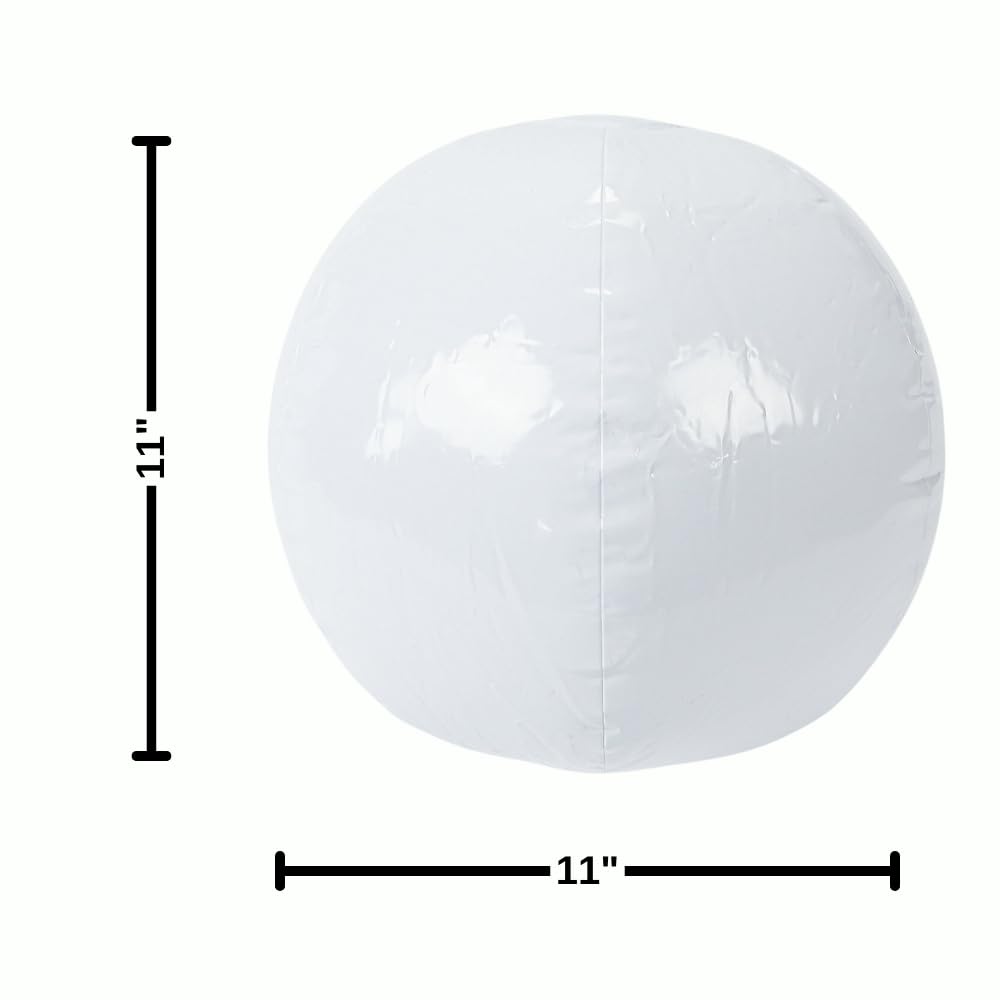 Fun Express 11-Inch White Beach Balls (Set of 12) for Pool Parties and Summer Fun