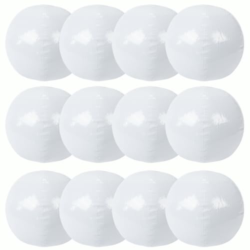Fun Express 11-Inch White Beach Balls (Set of 12) for Pool Parties and Summer Fun
