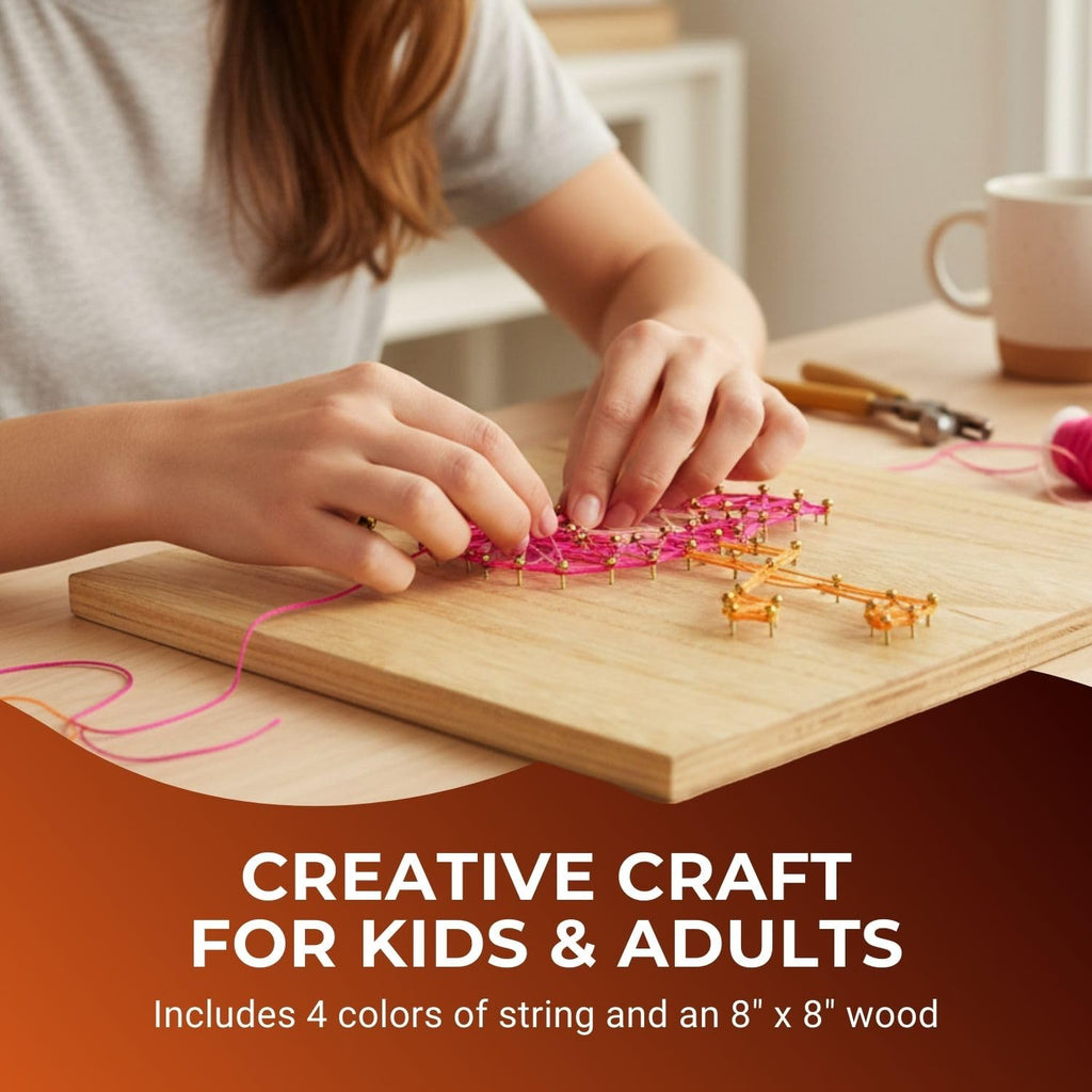 Fun Express DIY Flamingo String Art Kit - Wood Base, Hardware & 4 Colors of String for Kids and Adults