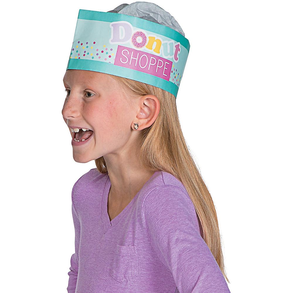 Fun Express Donut Party Hats - Set of 12 Paper Hats for Birthday Parties & National Donut Day