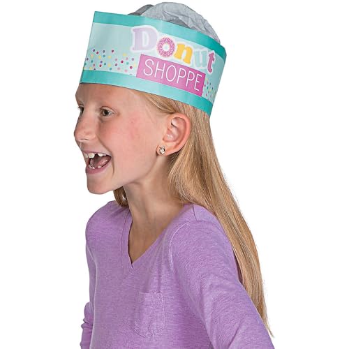 Fun Express Donut Party Hats - Set of 12 Paper Hats for Birthday Parties & National Donut Day