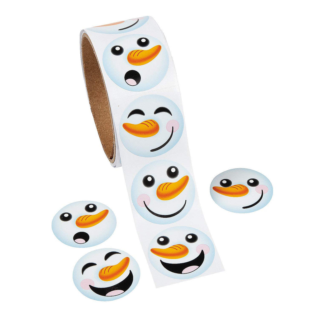 Fun Express Snowman Roll Stickers – 100 Pack, 1.5-Inch Self-Adhesive Winter Decorations