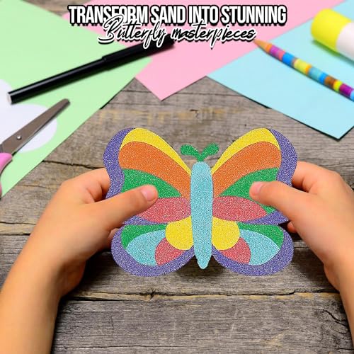 Fun Express Valentine Sand Art Butterfly Mosaic Kit - 12 Pictures for Kids Ages 4-8