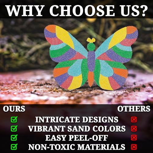 Fun Express Valentine Sand Art Butterfly Mosaic Kit - 12 Pictures for Kids Ages 4-8