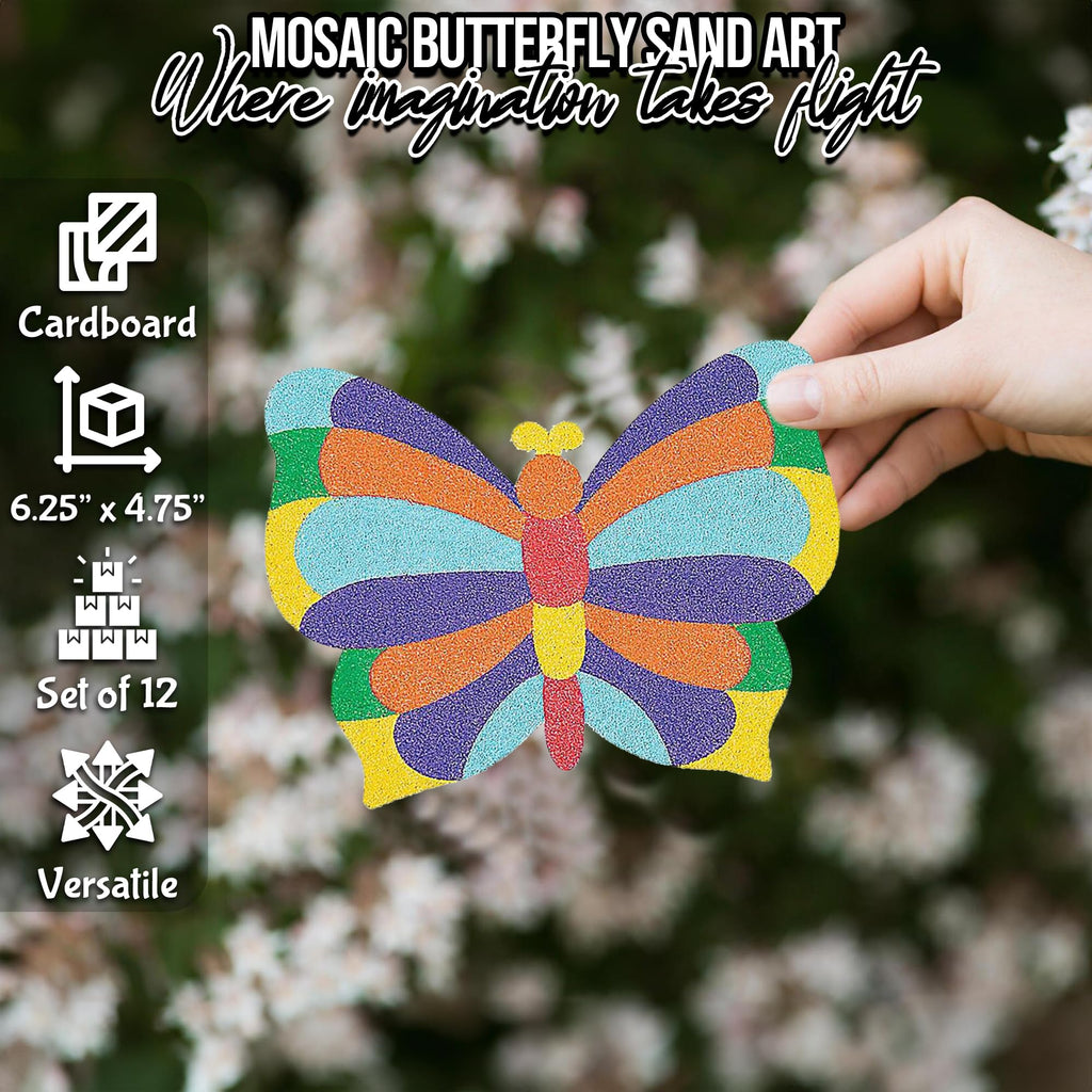 Fun Express Valentine Sand Art Butterfly Mosaic Kit - 12 Pictures for Kids Ages 4-8