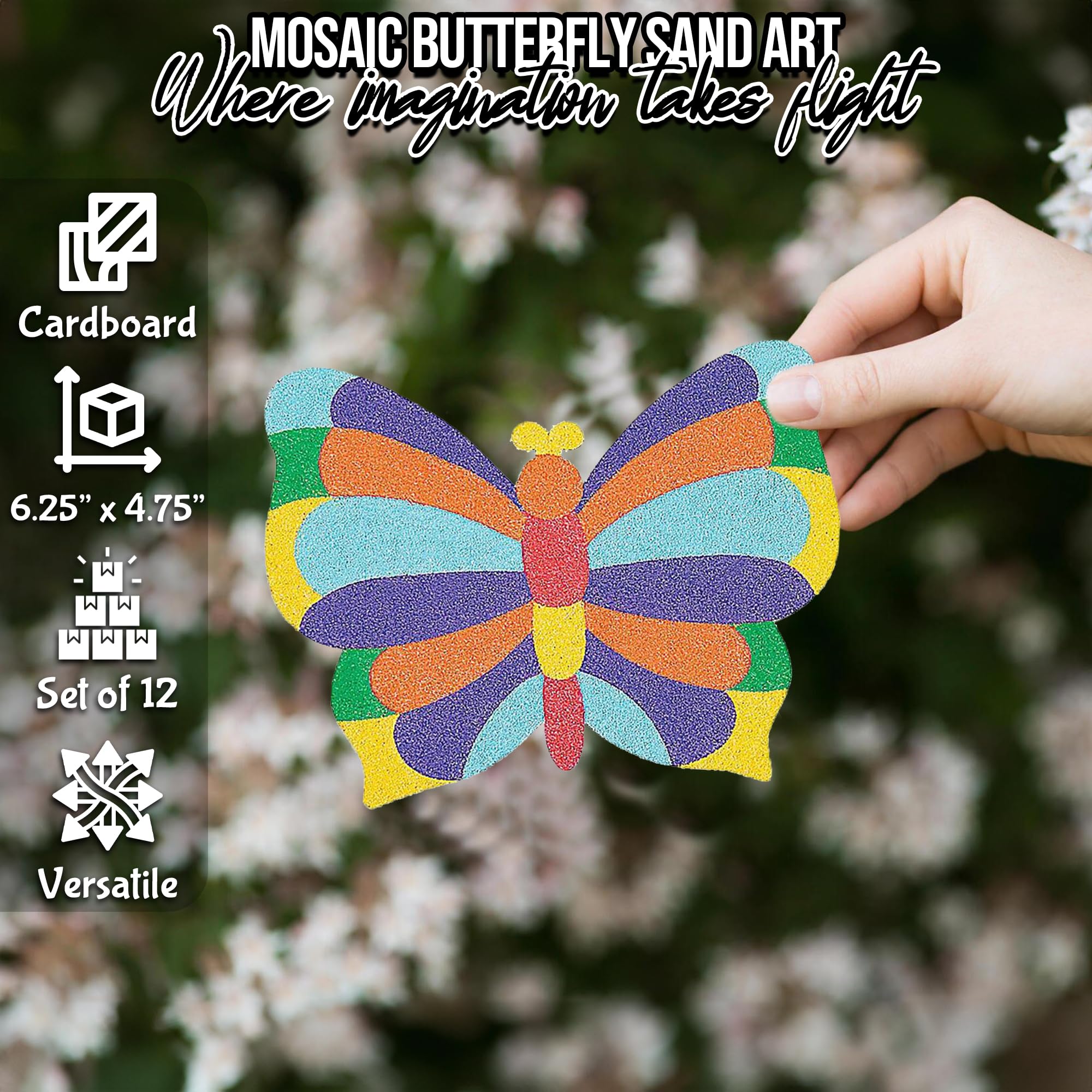 Fun Express Valentine Sand Art Butterfly Mosaic Kit - 12 Pictures for Kids Ages 4-8