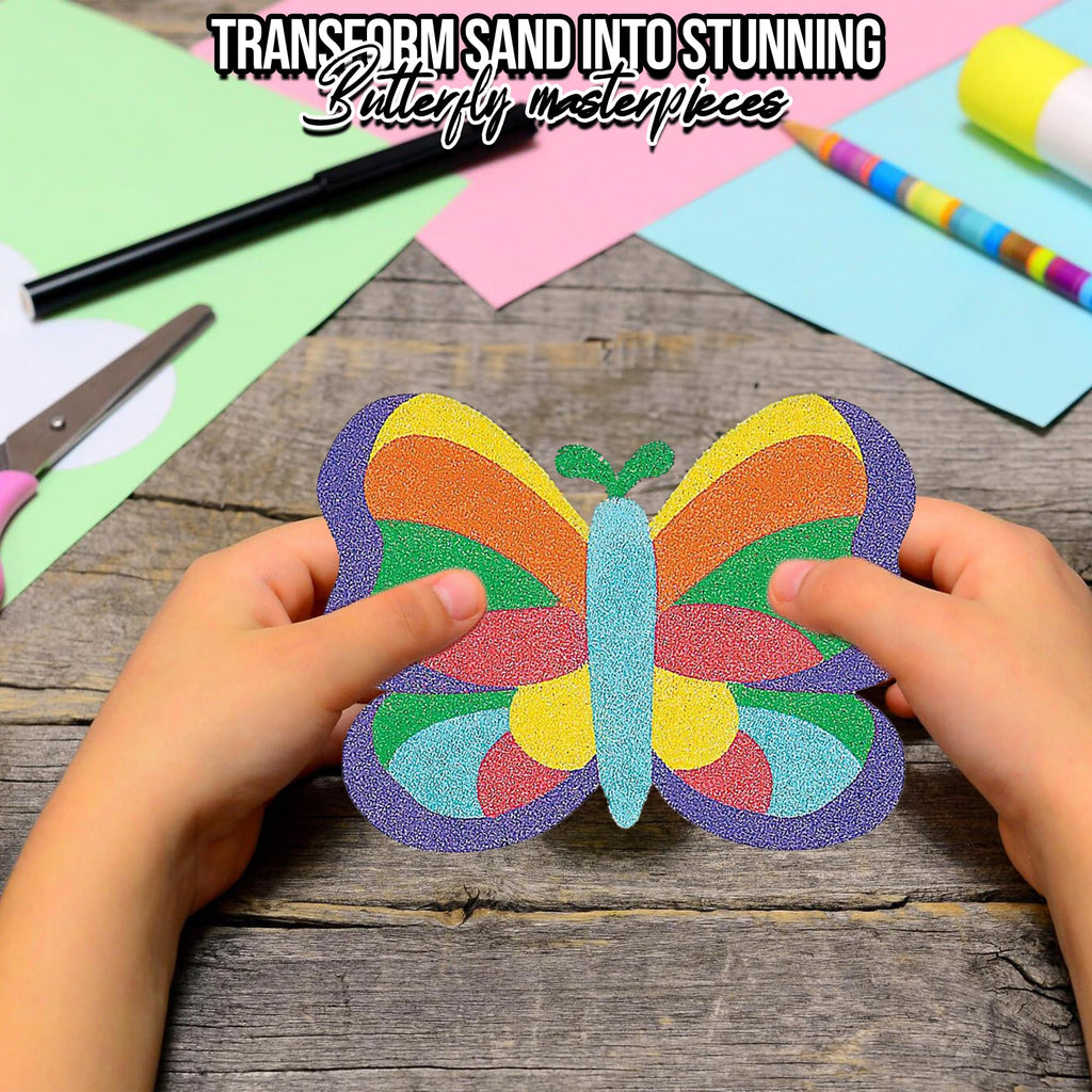Fun Express Valentine Sand Art Butterfly Mosaic Kit - 12 Pictures for Kids Ages 4-8